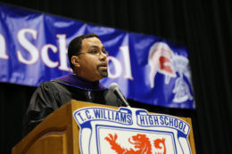 U.S. Secretary of Education gives the commencement speech at the T.C. Williams High School 2016 Graduation Ceremony.
