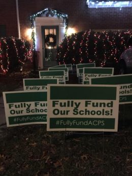 PTAC's 'Fully Fund Our Schools' yard sign campaign (picture by Joy Cameron) 