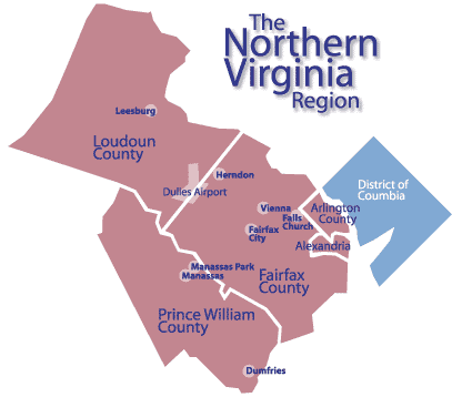 Map of Northern Virginia City and County Boundaries