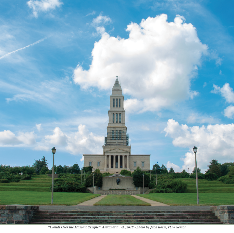 Masonic Temple on partly cloudy day