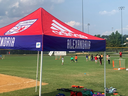 Soccer field with Alexandria Soccer Association tent