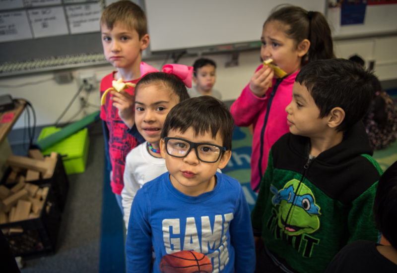 Deborah haiman's kindergarten tastes bananas in class