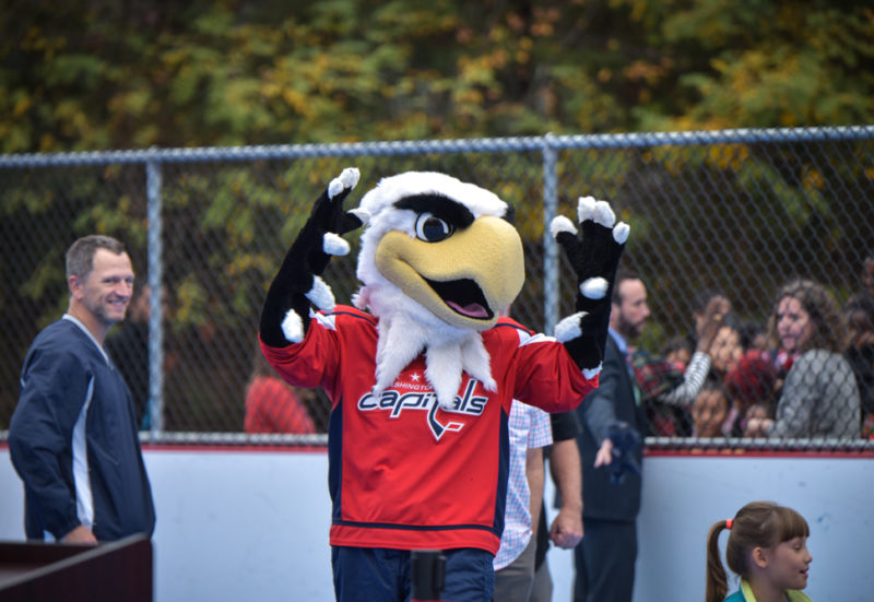 Slapshot at hockey rink opening