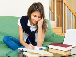 Female older student study at home