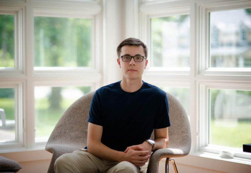 Jackson DuPont at home after completing his first year at Yale