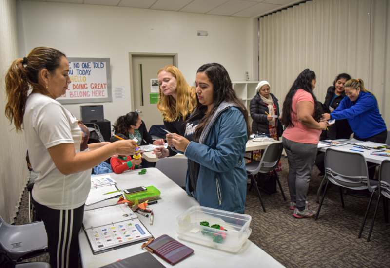 a community group of moms learns english together