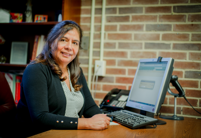 landeros at her desk