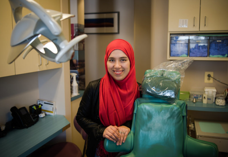 shafiqa omarkhil in a dental examination room at Bradlee Dental