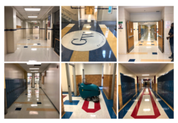 6 images of squeaky clean school floors