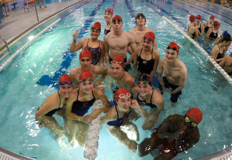 TC junior and senior swimmers in the pool