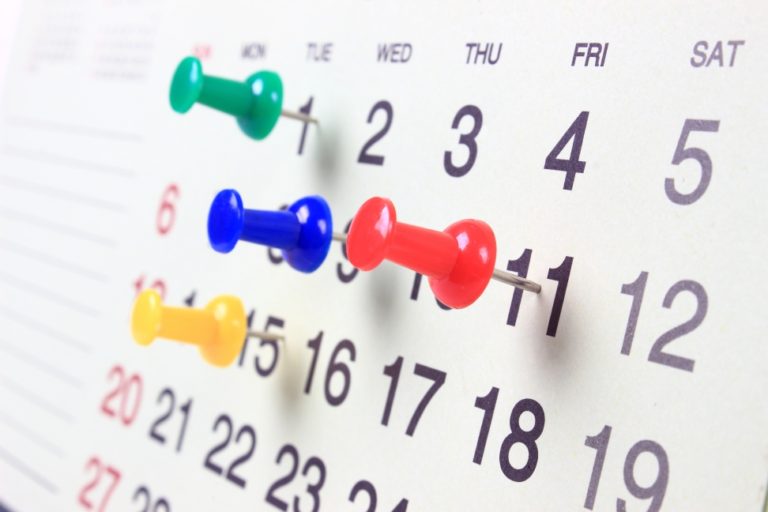 Calendar with pin in a date