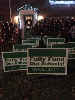 PTAC's "Fully Fund Our Schools" yard sign campaign (picture by Joy Cameron)