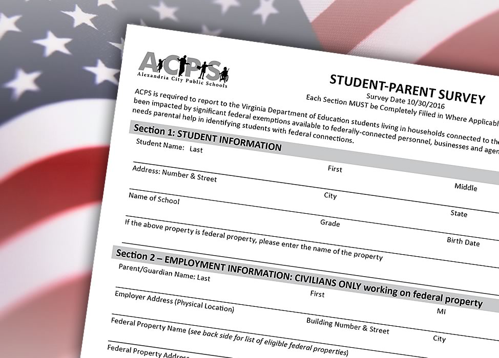 Impact Aid form over the American Flag