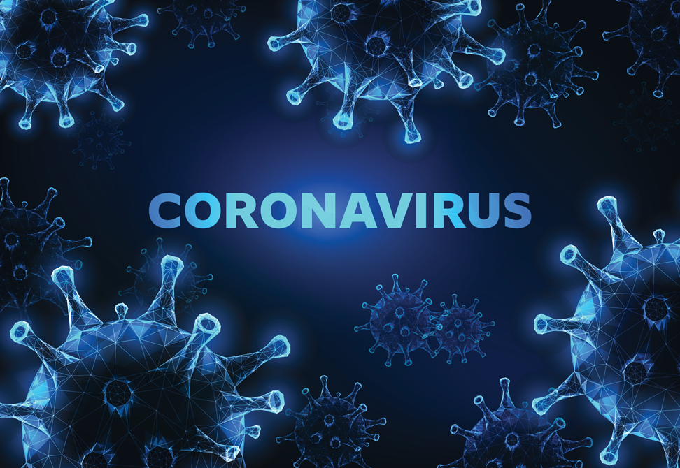 image of virus on black/blue background