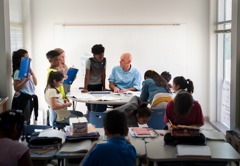 teacher with children