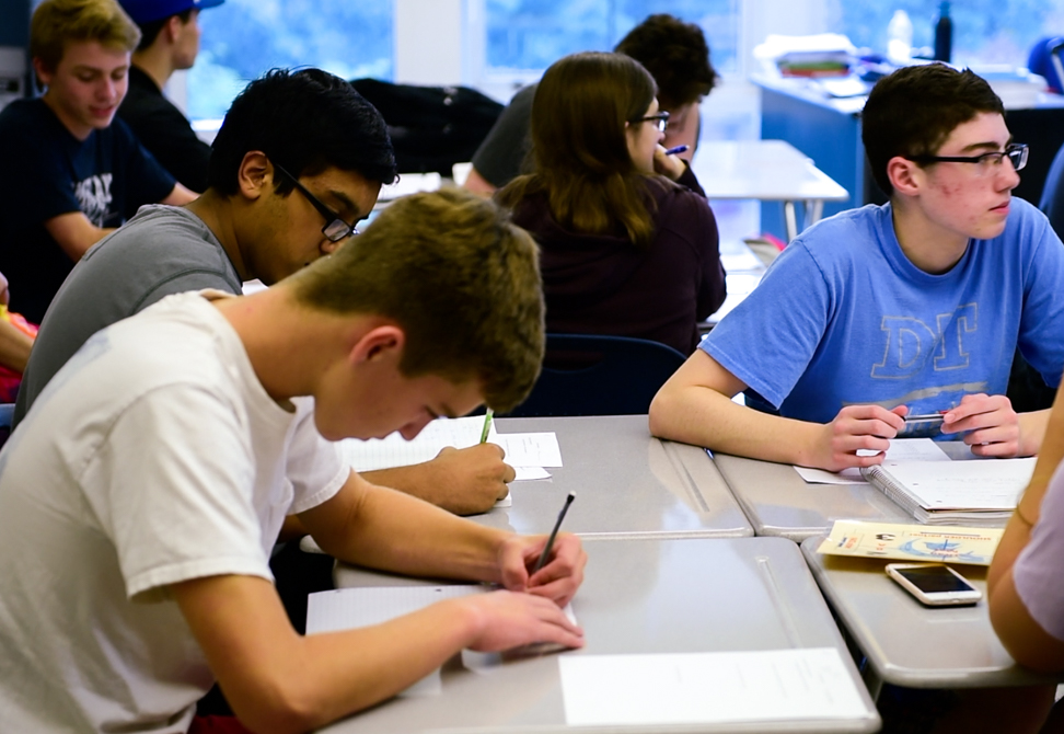 students working at desk