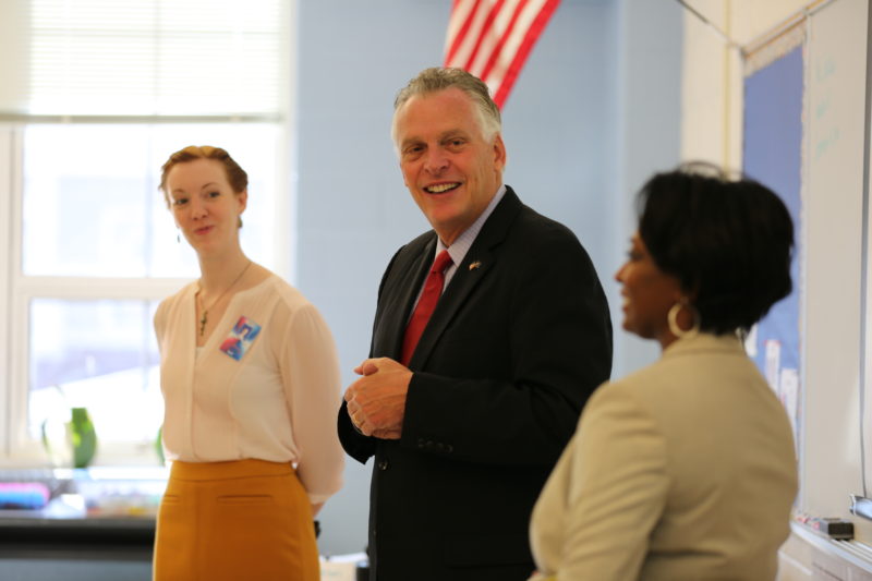 Governor Terry McAuliffe with Secretary of Education Dietra Trent