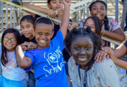 happy kids on playground