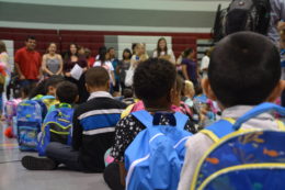 Students on the first day at Cora Kelly.