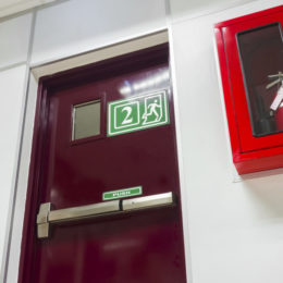 Door fire escape in a modern building