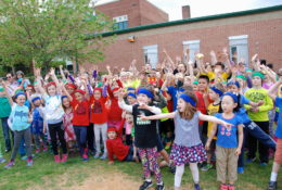 Charles Barrett students gathered outside