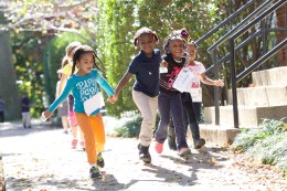 Kids skipping outside