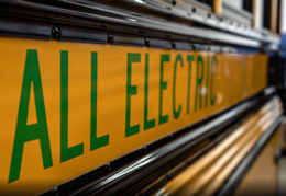 text on side of electric bus