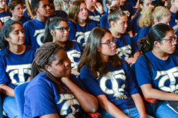 health academy students listen to a presentation