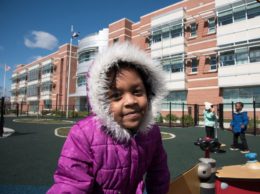 Jefferson-Houston Pre-K student on playground