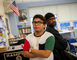 Jerome Maquiling with teacher Ra Alim Shabazz