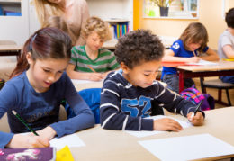 young students taking a test