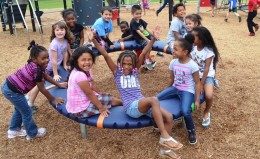 Students in a playground