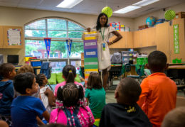 teacher with her students