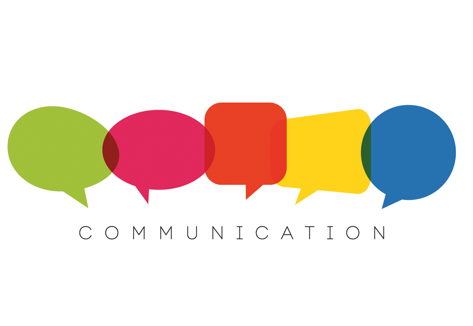 the word communication and text bubbles