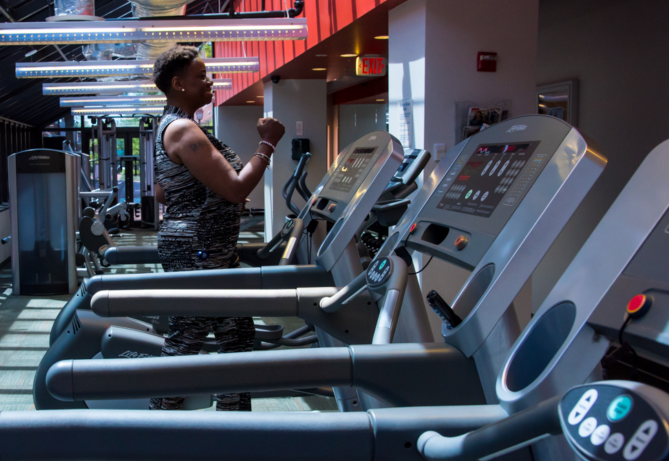 Woman working out on treadmill
