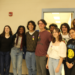 Award recipients and student crew pose for a photo in the TV studio. From left: sophomore Leo Dienstfrey, sophomore Marisa Vidal, junior Lashelle Sakyi, junior Gryphon Magnus, junior Ben Delnegro, junior Lester “Rocky” Hernandez, junior Sarah McBurney, senior Max Rocchio, senior Alison Avelar and junior Aidan Hill